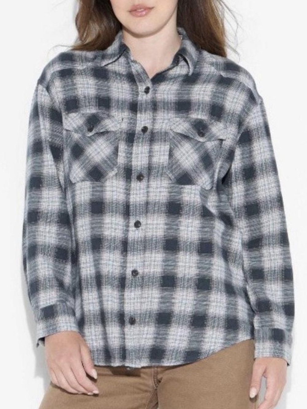 wild fable Black and White Plaid Button-Down Shirt